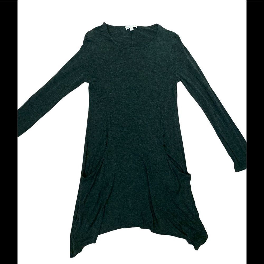 Long Sleeve Zenana Heather Gray Pocket Dress Size Medium